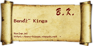 Benő Kinga névjegykártya